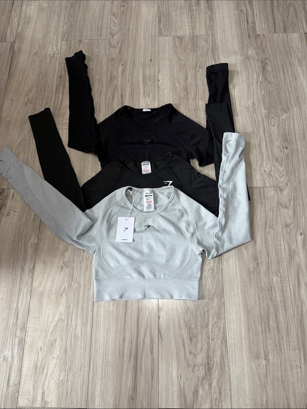 Gymshark Light Grey Seamless Cropped Long Sleeve Top